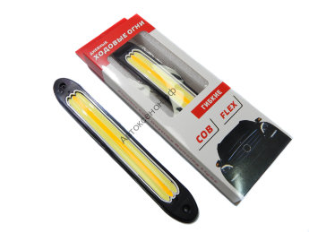 Дневные Ходовые Огни COB FLEX Прямой с Поворотником Белый+Желтый свет B/W (27*4*0.6CM) 9-16V